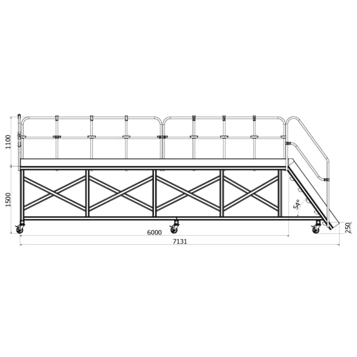 Arbetsplattform 6 x 1,5m gallerdurk