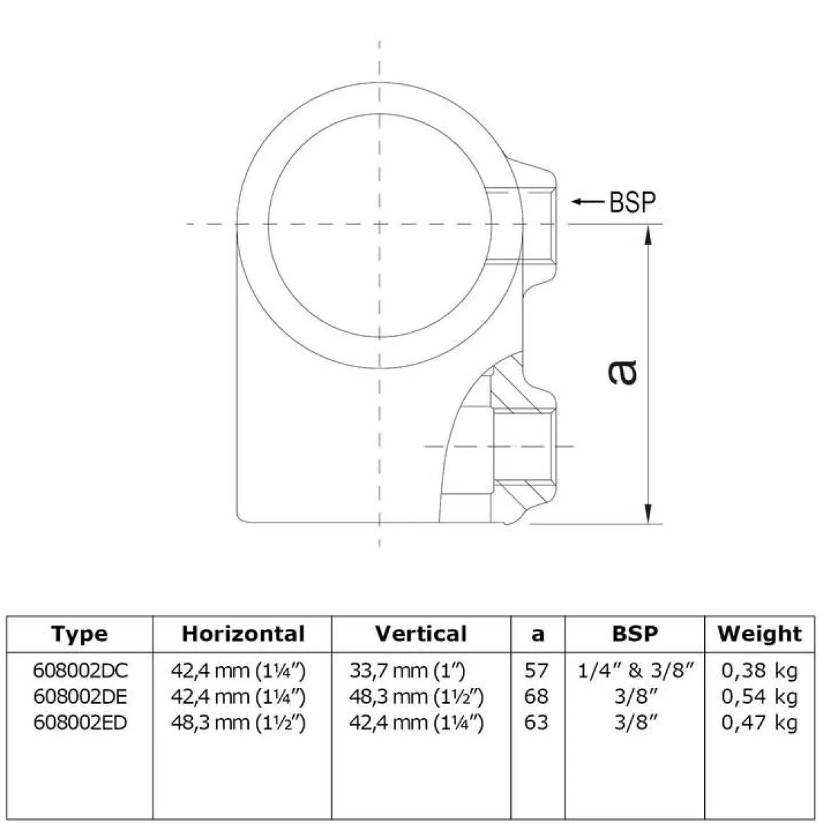 Rörkoppling rak 48,3-42,4mm