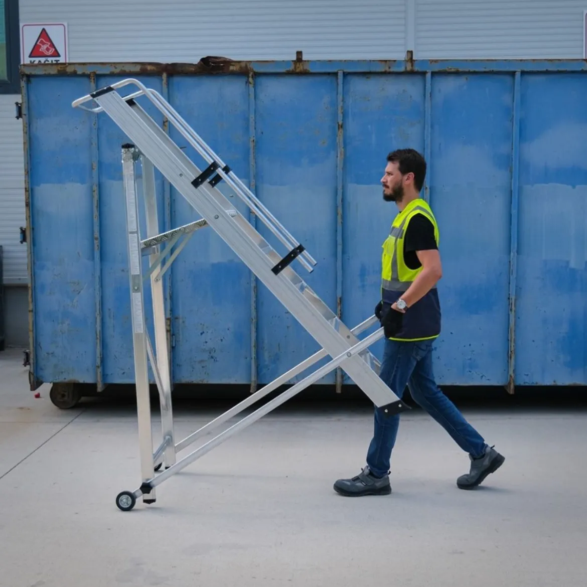 Trappstege med räcke